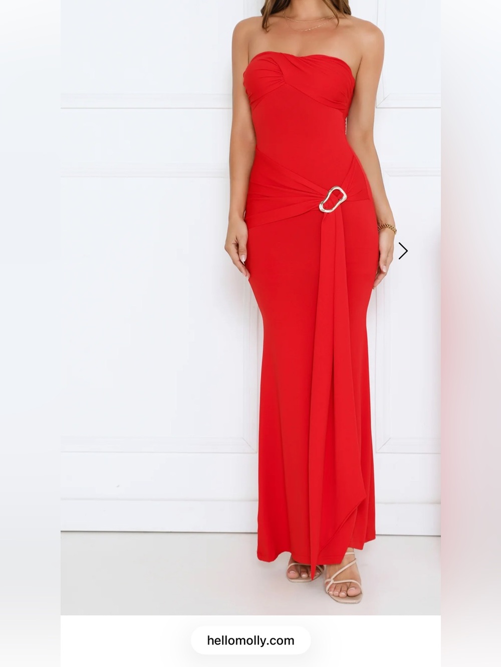Hello Molly Red Strapless Maxi Dress Size Small